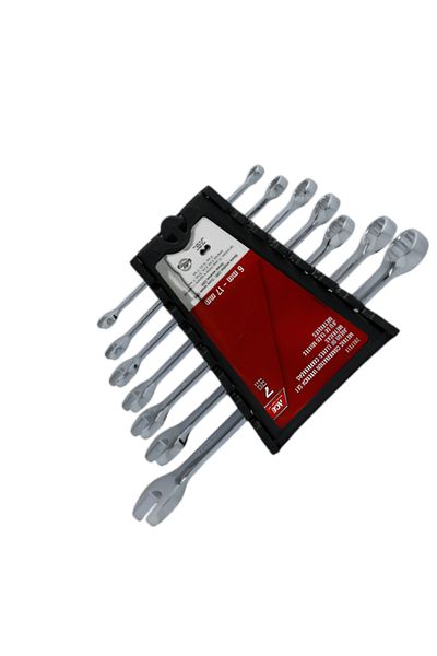 ACE 7-Piece Secure Grip Rust Resistance Steel Metric Combination Wrench Set Silver 6-17mm