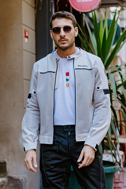 Scudo Milano Gri Yazlık Fileli Erkek Motosiklet Ceketi