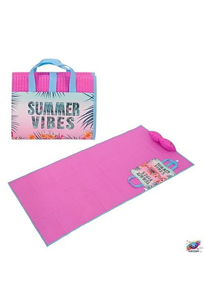 beach Rogojina pentru plaja cu perna gonflabila ANGMAD, plia, roz multicolor, dimensiune: 180x86cm