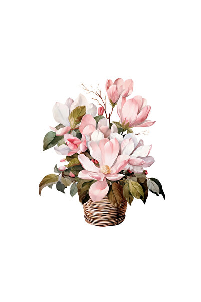 INOVATIX Σετ 8 τεμαχίων, Αυτοκόλλητο στρογγυλό ψάθινο καλάθι με μανόλιες, INO...