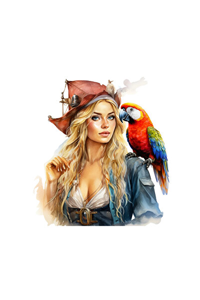 INOVATIX Σετ 8 τεμαχίων, Αυτοκόλλητο Γυναίκα Πειρατής με παπαγάλο στον ώμο, I...