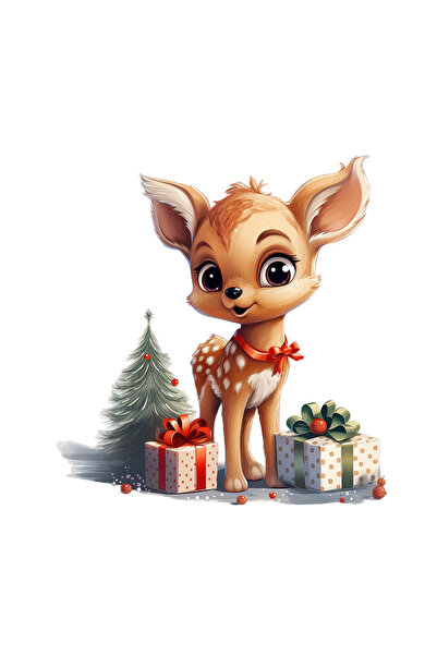 INOVATIX Set de 8 autocolante, cerbi cu cadouri de Crăciun, INOVATIX®. 6 cm