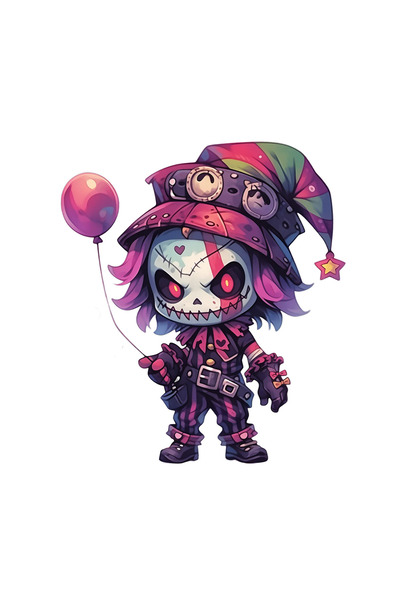 INOVATIX Set de 8 autocolante cu monstru de Halloween Chibi, INOVATIX®. 6 cm