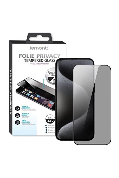 lemontti Folie Sticla Privacy Full Fit iPhone 16 Negru