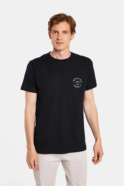 Tudors Ανδρικό T-shirt Slim Fit Slim Fit 100% βαμβακερό μαλακό μπλουζάκι με εμπριμέ μαύρο Crew