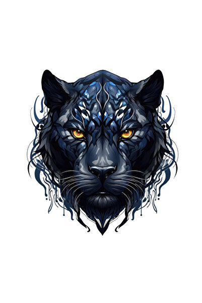 INOVATIX Set de 8 piese, autocolant cu cap de panteră neagră, INOVATIX®. 6 cm