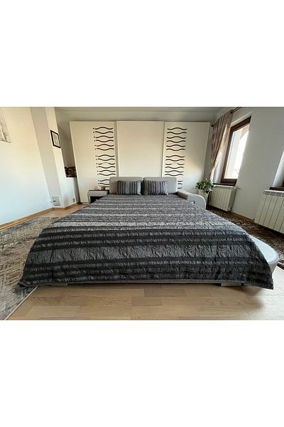 Coneltex Decorative and protective bedspread CreponTex by Coneltex, 220 x 240 cm, double bed, dark gray