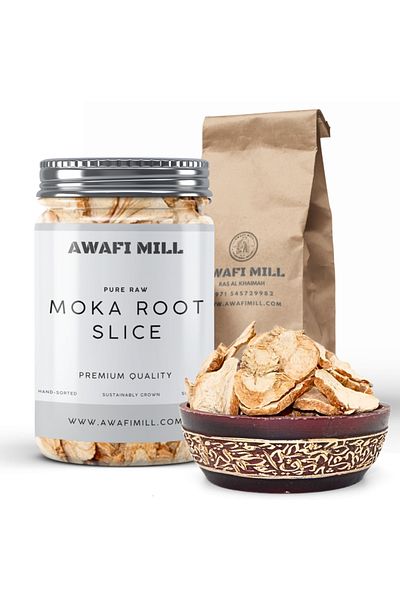 AWAFI MILL Moka Root Slice | Naturally Dried -(Bottle of 100 gram / 3.5 Oz)