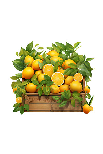 INOVATIX Set de 8 piese, Autocolant Cutie din lemn cu citrice, INOVATIX®. 6 cm