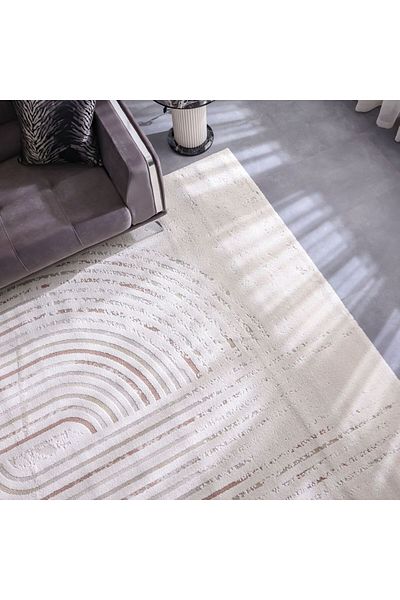 Danube Home Elie Modern Geometrical Patterned Rug Polypropylene+Polyester Area Rug L180xW120cm-White Multi