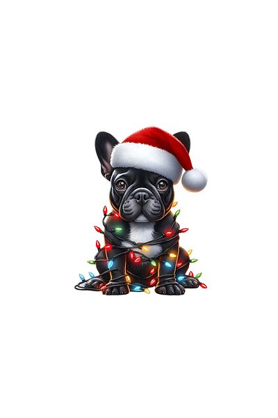INOVATIX Set of 8 pieces, French Bulldog Sticker decorated with Christmas, INOVATIX®. 6 cm