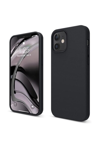 bzstore Carcasă din silicon compatibilă cu iPhone 12, neagră mată, subțire