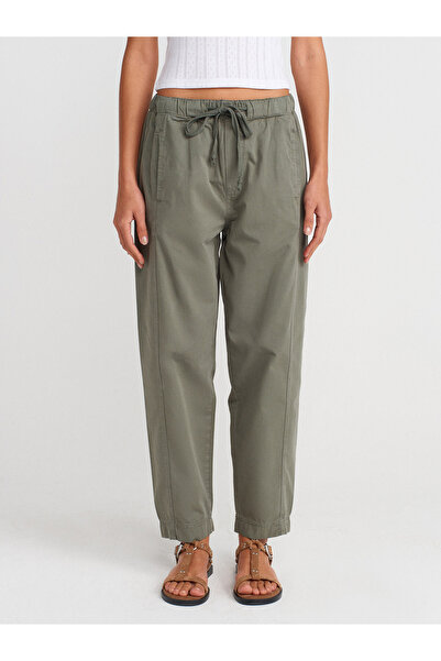 Dilvin 72003 Cotton Denim Trousers with Front Piece-Khaki