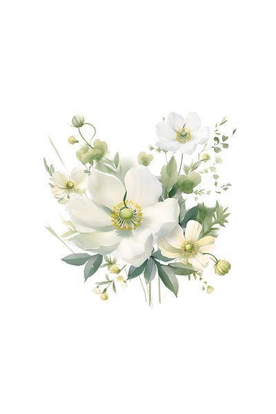 INOVATIX Set de 8 autocolante Buchet de flori albe, INOVATIX®. 6 cm