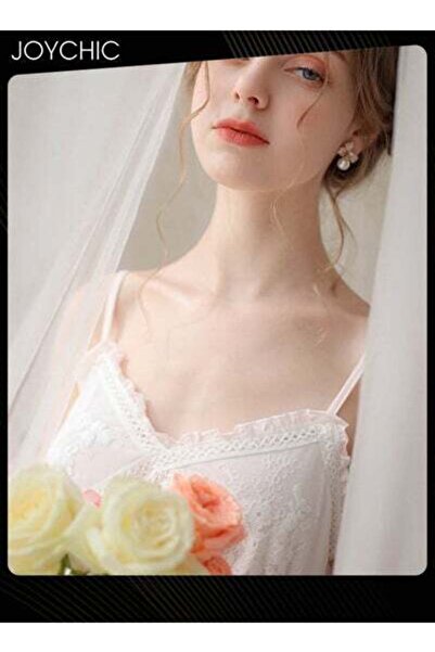 HALAMODO Palace Princess Sweet Style Women's Cotton Nightgown Comfty Suspender Loose Lace Sleepwear