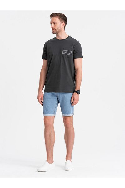 OMBRE Herren Jeansshorts mit hochgekrempelten Beinen - blau V2 OM-SRDS-0134 XXL