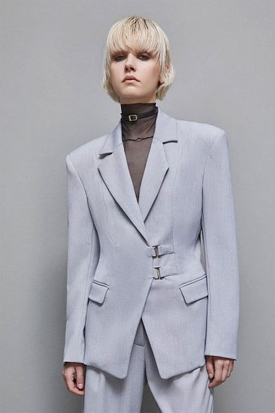 Patrizia Pepe Jacket With Oversized Shoulders - - 46, Grey