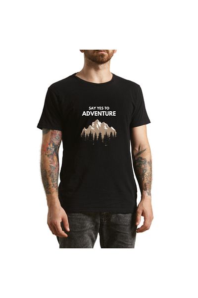 OEM Tricou Barbati Adventure Awaits, pentru aventurieri moderni, negru, marimea M