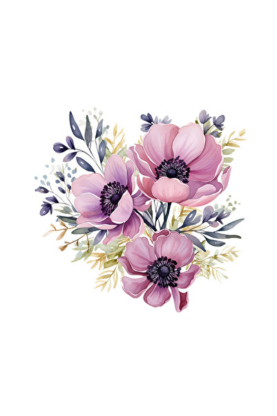 INOVATIX Set de 8 bucăți, autocolant Buchet de anemone roz, INOVATIX®. 6 cm