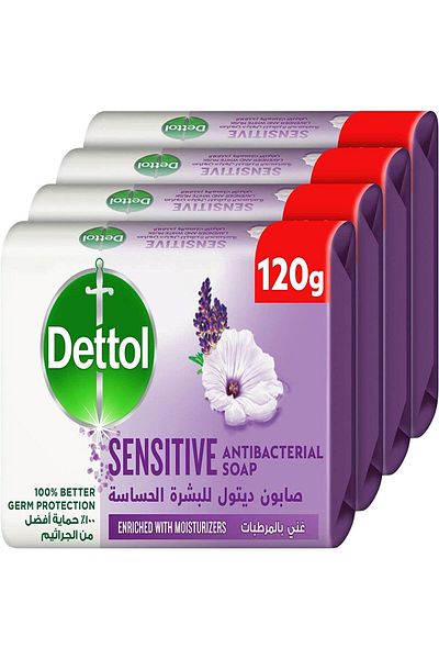 Dettol Sensitive Anti-Bacterial Bar Soap Lavender & White Musk Scent Value Pack 4 x 120 g
