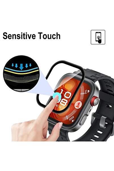 Fibaks Huawei Watch Fit 4 Compatible Full Covering Curved Black Frame Pet Watch Screen Protector