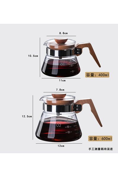 Generic سيرفر قهوة زجاجي - مقبض وغطاء خشب - 400 مل