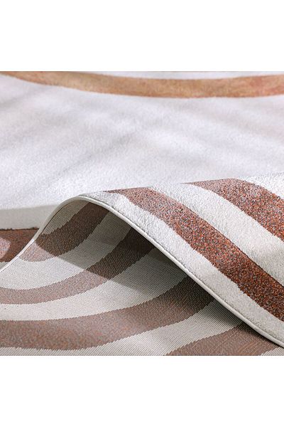 Danube Home Luna Modern Abstract Patterned Rug Polypropylene Area Rug L180xW120cm-White Brown 231300471973