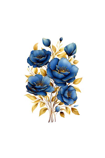 INOVATIX Set de 8 autocolante buchet de flori albastre, INOVATIX®. 6 cm