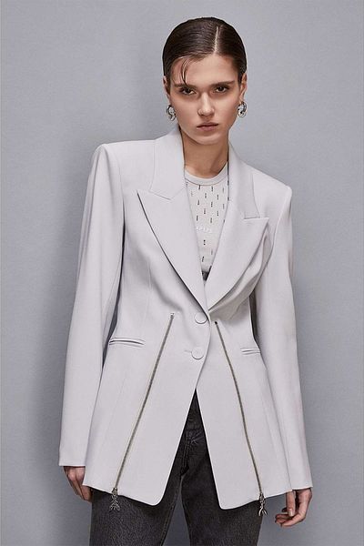 Patrizia Pepe Zip Fly Jacket - - 48, Gray