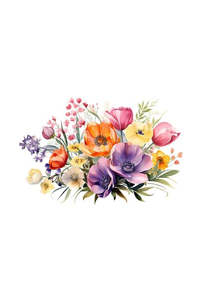 INOVATIX Set de 8 piese, autocolant Buchet de flori Armonia, INOVATIX®. 6 cm