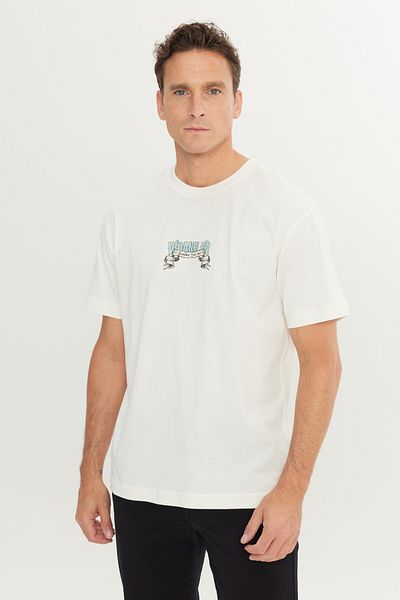 WRANGLER Тениска с голямо лого от 100% памук, свободна кройка и широка яка