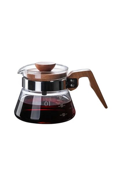 Generic سيرفر قهوة زجاجي - مقبض وغطاء خشب - 400 مل