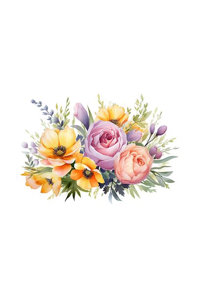 INOVATIX Set de 8 autocolante buchet de flori romantice, INOVATIX®. 6 cm