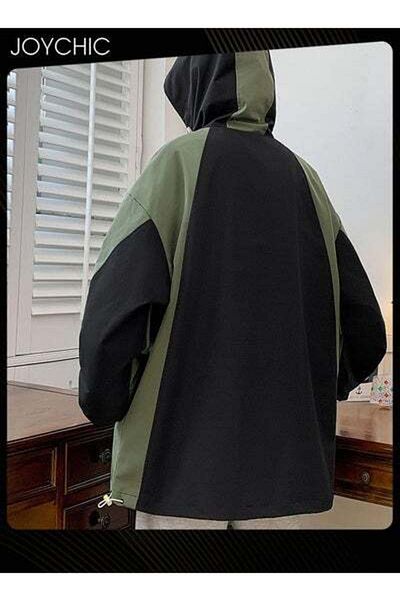 HALAMODO Classic Spring and Autumn Men's Work Jacket Casual Loose Hooded Zipper Windproof Coat