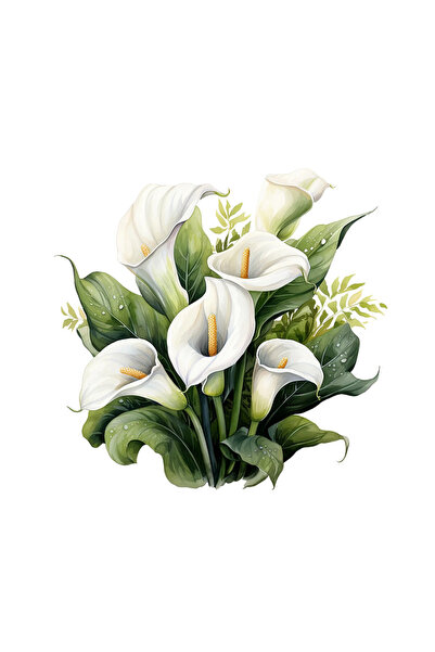 INOVATIX Set de 8 piese, Buchet autocolant cu șase crini albi, INOVATIX®. 6 cm