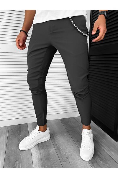dehaine Men's casual pants, slim fit, black, B1734