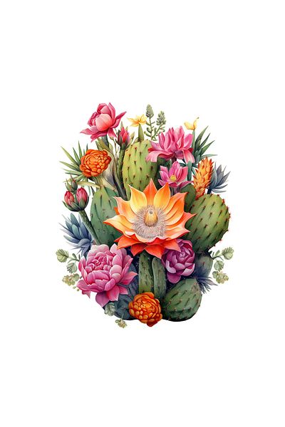 INOVATIX Set of 8 pieces, Liriel Flowering Cactus Sticker, INOVATIX®. 6 cm