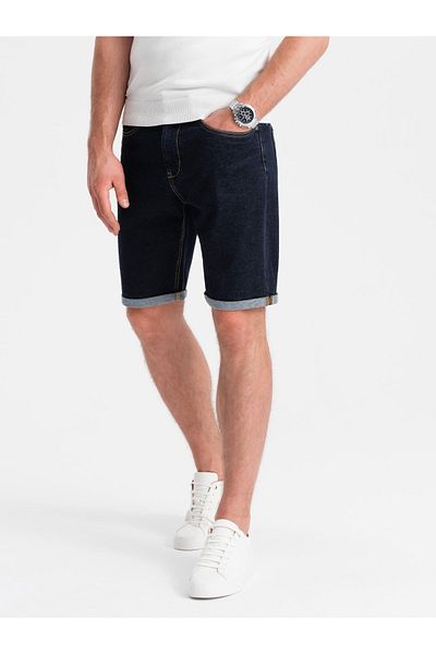OMBRE Herren Jeansshorts mit hochgekrempelten Beinen - Marineblau V1 OM-SRDS-0134 XXL