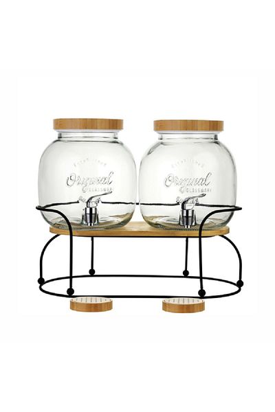 Bien Servi Piece High Quality Glass Dispenser with Stand Multicolor 4 Liter