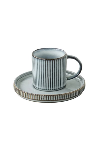 EasyLife Domus Glaze Coating Cup and Saucer Set Blue Grey 110ml