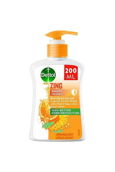 Dettol Zing Mandarin Freshness Liquid Hand Wash Orange Zest Scent 200 ml