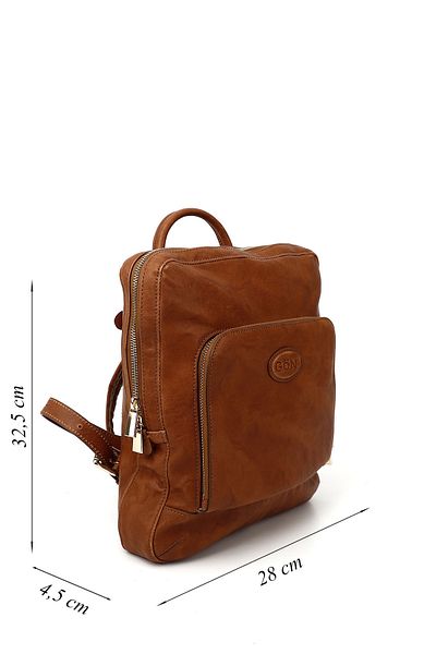 GÖNDERİ(R) Women / Girls Tan Wash Genuine Leather Handbag and Backpack