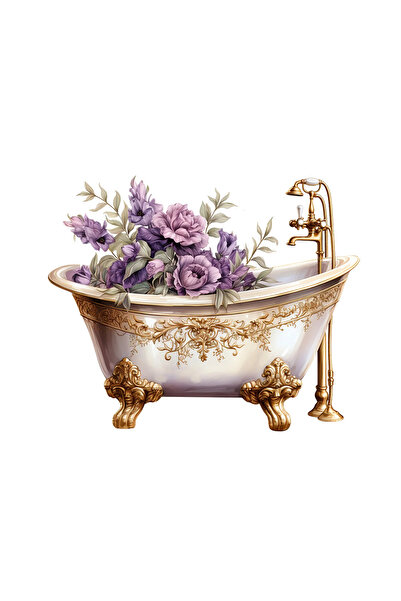 INOVATIX Set de 8 piese, autocolant cadă vintage cu perle și flori mov, INOVA...