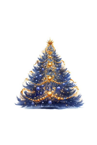 INOVATIX Set de 8 bucăți, autocolant brad de Crăciun albastru, INOVATIX®. 6 cm