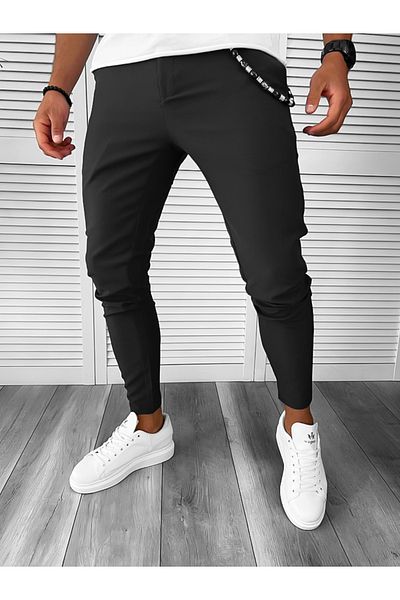 dehaine Men's casual pants, slim fit, black, B1734