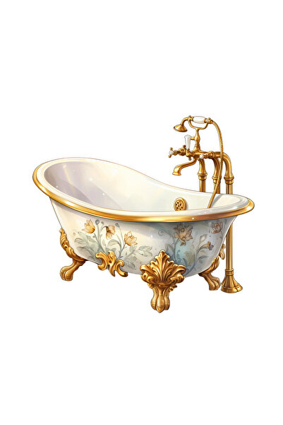 INOVATIX Set de 8 piese, autocolant vintage alb pentru cadă cu decorațiuni fl...