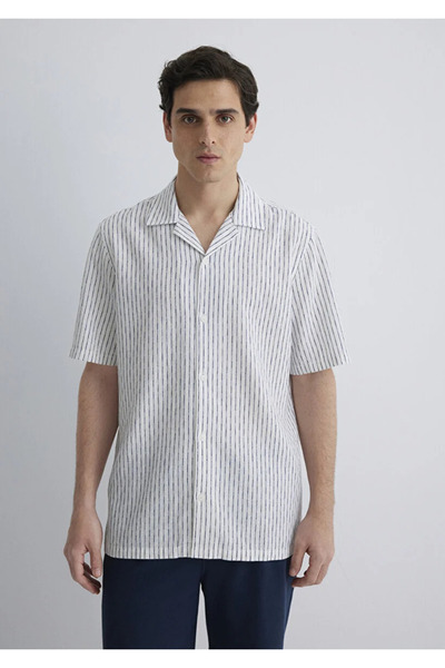 Mavi Cămașă cu dungi pentru bărbați bleumarin M0211549-87737