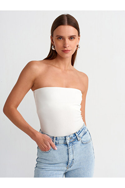 Dilvin 20659 Straplez Top-Ekru