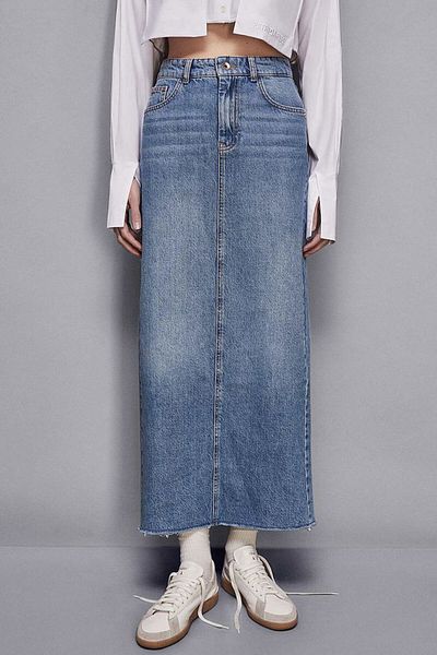 Patrizia Pepe FUSTA MIDI DENIM - PATRIZIA PEPE - 40, ALBASTRU