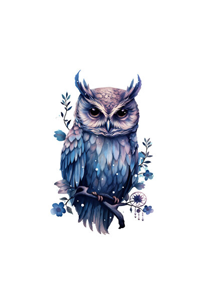 INOVATIX Set de 8 bucăți, autocolant bufniță albastră, INOVATIX®. 6 cm